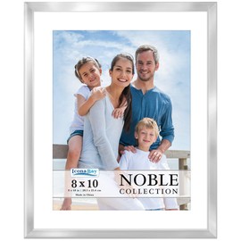 Icona Bay 8x10 Silver Picture Frame w/Mat, Modern Professional Frame, Noble Collection