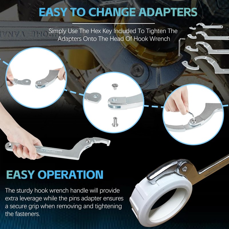 Sunluway Adjustable Pin Spanner Wrench Tool Set, 9 Pack C