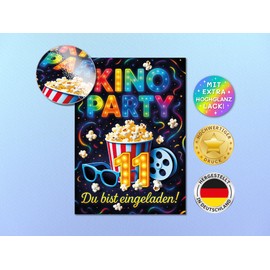 12 Invitation Cards for 11th Children's Birthday Cinema Party Girls Boys Colourful Cool Colourful Invitations Eleventh Birthday Invitations Kids Cinema Birthday Invitations