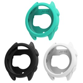3 Pack Watch Cases Cover Compatible with Garmin Forerunner 165 Smartwatch Accessories Silicone Protective Case Flexible (Black,White,Teal)