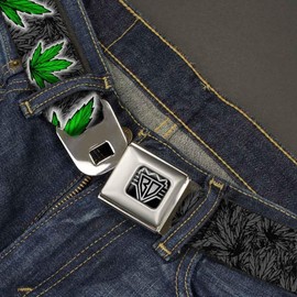 BUCKLE-DOWN INC. Unisex-Adults Buckle-Down Seatbelt Belt Weed Regular