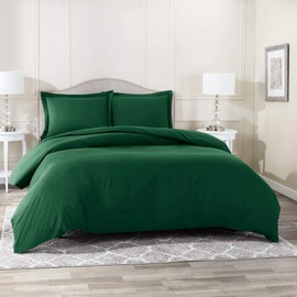 Nestl 7-Piece King Duvet Cover and Bed Sheet Set - Includes Duvet Cover, Flat Sheet, Fitted Sheets, 2 Pillowcases and 2 Pillow Shams - Complete Luxury Soft Microfiber Bedding Set, Hunter Green