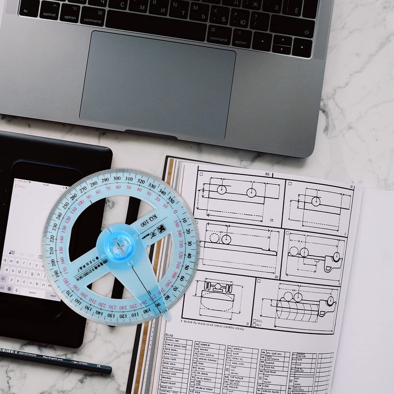 Lotsdonxia 2-Piece Set of Full Circle Protractor Rulers for Measuring