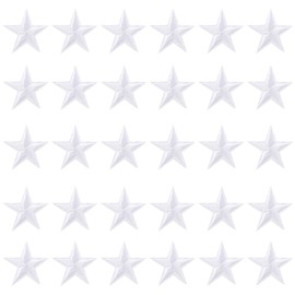 30 Pcs Iron On Stars, Star Iron On Patches Adhesive Star Patches White Iron On Stars Sew Embroidered Patches Appliques Embellishments Star Patches Iron On for Clothing Jean Bags Hats Repair Decoration