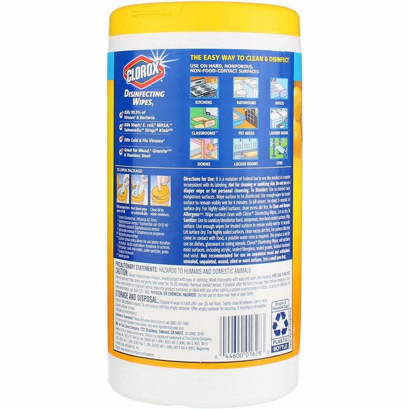 Clorox Disinfecting Wipes Disinfecting Fresh Scent, Lemon Canister 75 Count