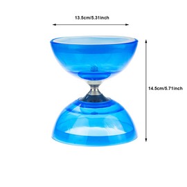 Triple Bearing Diabolo Set with LED Flashing Light - Professional Sticks, 10m Spare String and Mesh Carry Bag, Ball Bearings Juggling Set for Kids, Blue