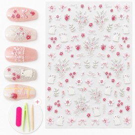 LeoRin Nail Sticker Set of 2 Self Nail Art Deco Face Cubic Nail Tool Included, 1 Piece, 07 Rabbit / LeoRin 네일스티커 2매 세트 셀프 네일아트 데코 페이스큐빅 네일도구 포함, 1개, 07 토끼