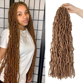 LMZIM 7 Packs Soft Locs Crochet Hair Faux Locs Pre Looped Crochet Braids Goddess Locs Hair For Black Women (#27, 24 inch (Pack of 7))