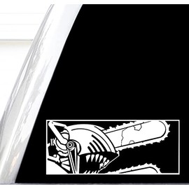 Chainsaw Hybrid Peeker Decal, H 3 by L 7 Inches, Chainsaw Devil Sticker, Denji Anime Bumper Sticker, Kon Sticker, Fox Devil Summoning Hand Symbol Decal (White)