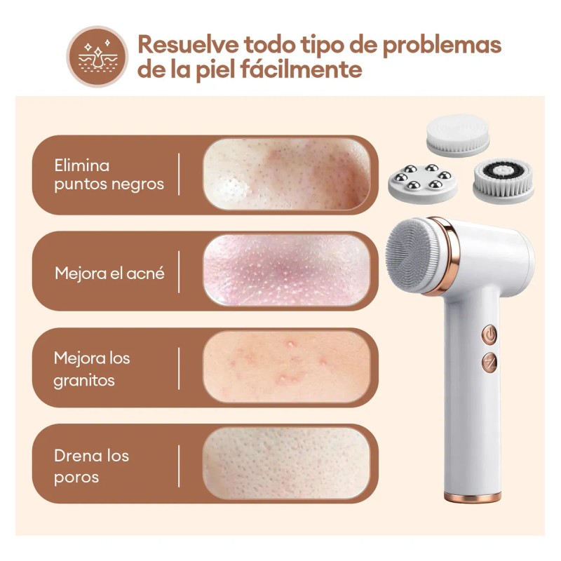Cepillo Facial Eléctrico Limpiador Exfoliante Inalámbrico