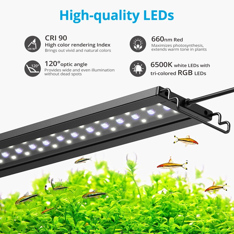 NICREW C10 24/7 LED Aquarium Light for Plants, 48-60 Inches,