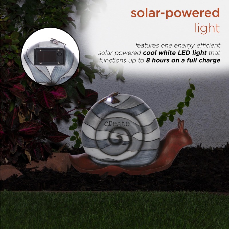 Alpine Corporation WQA1600 Alpine Create Snail Solar-Powered LED Light Garden