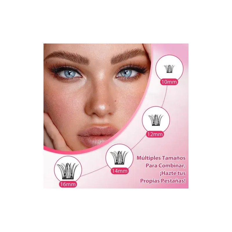 96 Pzs Pestañas Postizas Kit Completo Rosa Chicle Moonstone