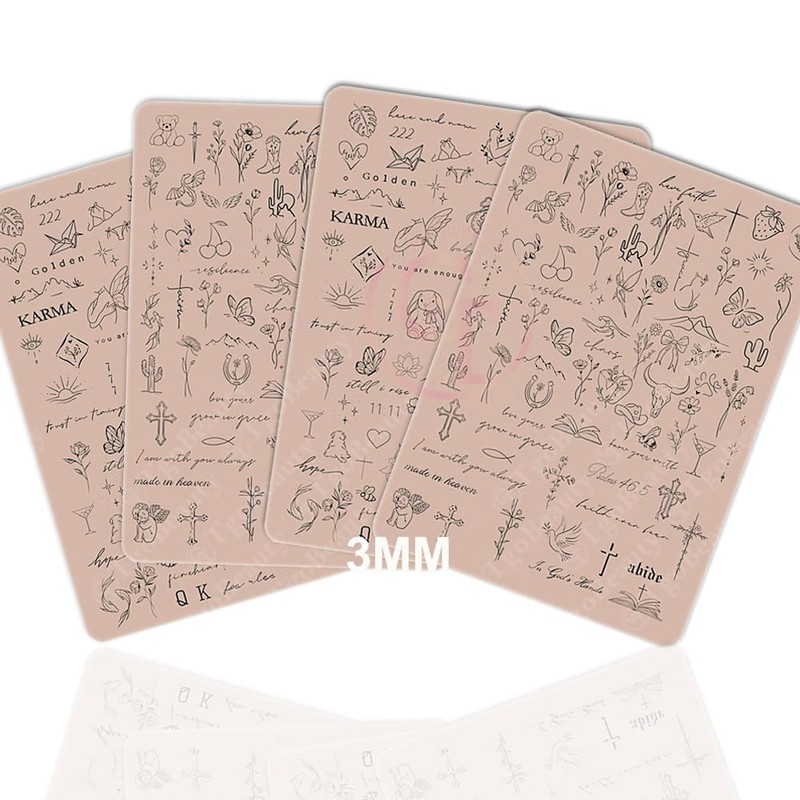 3mm Thick Tattoo Fake Skin Double Sides Pre-printed Fine Line