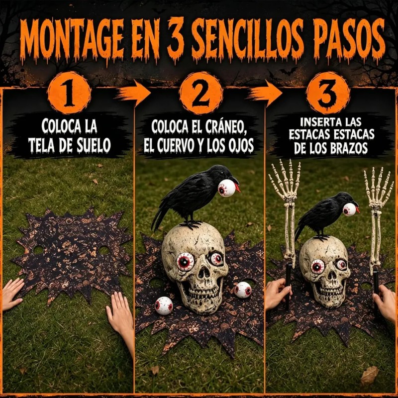 QZNICE - Decoración De Esqueleto De Halloween Para Jardín Con