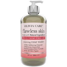 Daily Brightening Facial Cleanser - Natural Moisturize, Hydrate, Cleanse - Brighten Age Spot, Tighter & Soothe Skin - Antioxidants - All Skin Types. Evens Complexation - 8 FL OZ (Rose Water)