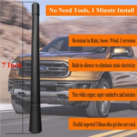 7 Inch Antenna Replacement for Ford Ranger (2019-2023), Ford Ranger Antenna, Flexible Rubber Antenna Mast