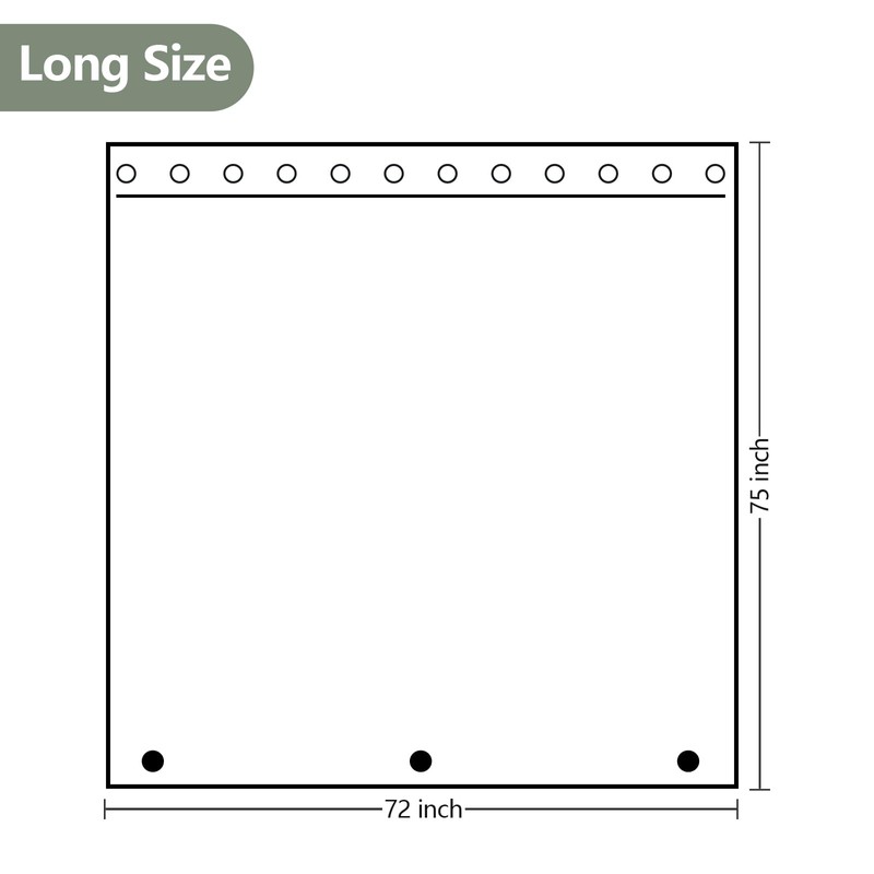 Seenus 75 inch Long Clear Shower Curtain with 3 Weighted