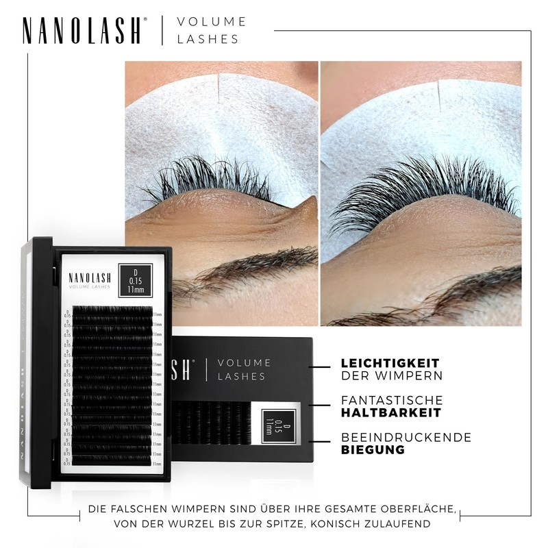 Nanolash Eyelash Extensions for Volume Technique, Eyelashes for Professional Extension