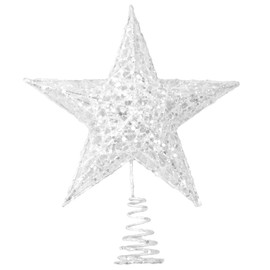 Time to Sparkle 20 * 16 * 4cm Glitter Christmas Tree Topper Star For Christmas Tree Decoration White
