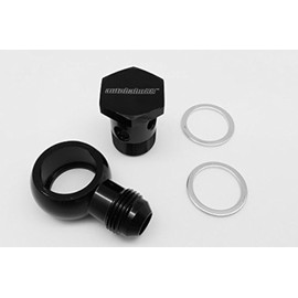Autobahn88 Aluminum Anodized Oil Cooler Banjo Fitting - M22 P1.5 Banjo Bolt, M22 to AN10 Male Flare Banjo, Setrab compatible (Black)