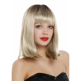 WIG ME UP - VK-39-YS83 Longbob Lady wig shoulder length sleek femme fatale clavi cut bangs ombre dark brown to blond
