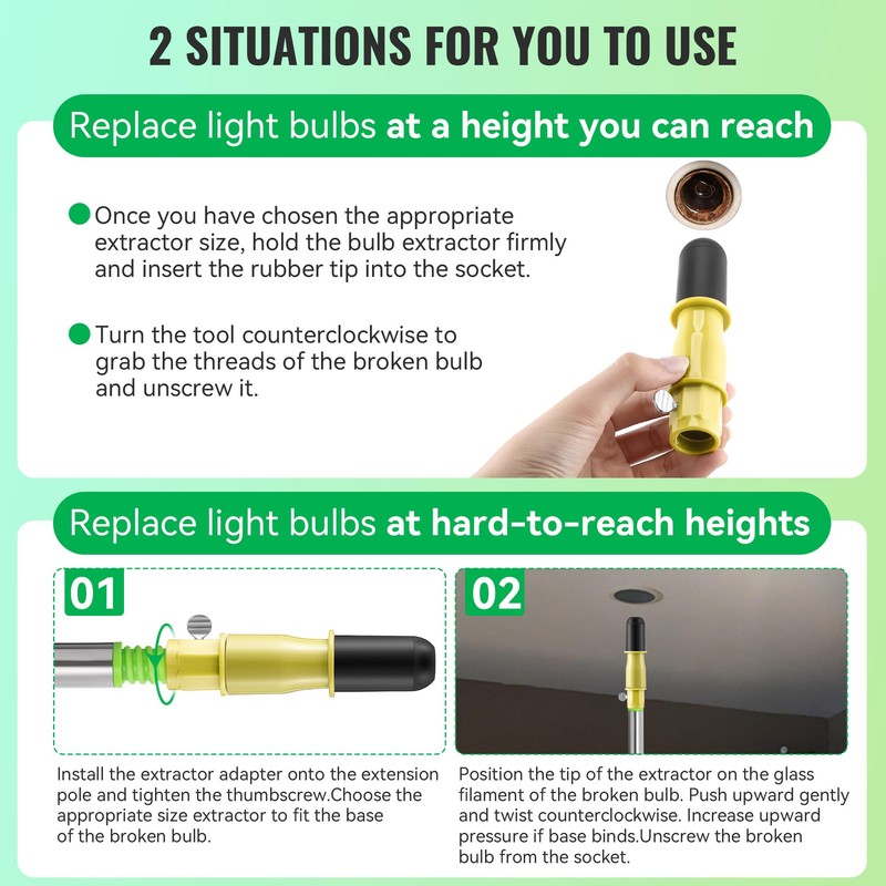 Dreyoo Broken Bulb Changer for High Ceilings, Light Changer for