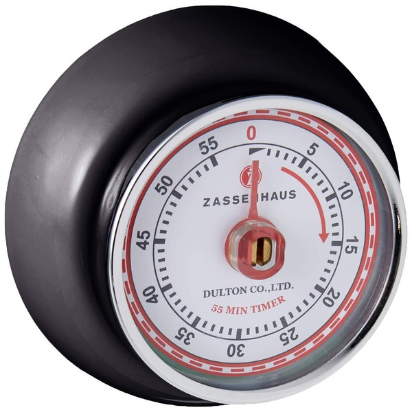 Zassenhaus Küchentimer SPEED , Schwarz , Ø 7 cm x 3 cm , Analoge Zeitanzeige mit Alarm-Funktion , Die Countdown-Uhr unterstützt bei der Zeitplanung beim Kochen oder Backen