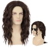 Long Brown Curly Wig for Men Heat Resistant Synthetic Male