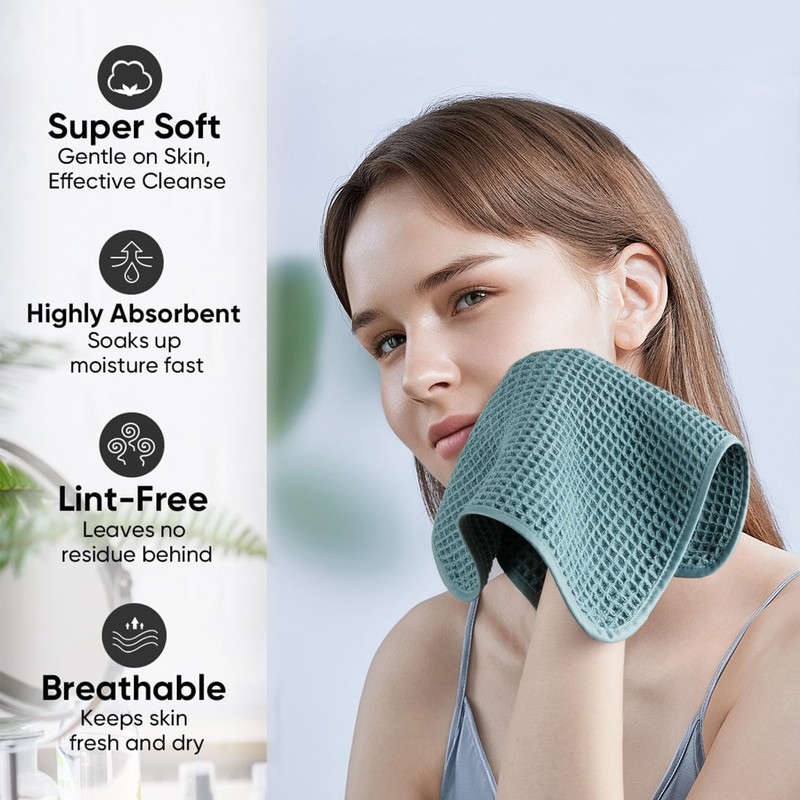 Microfiber Waffle Face Towels, 2 Pieces, Soft, Absorbent, Fast Drying,