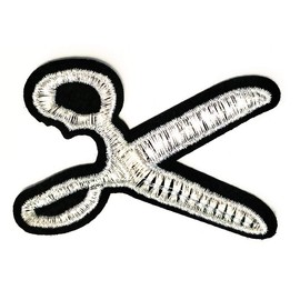 Nipitshop Patches Hairdressers Beauty Salon Silver Scissors in The Beautician Cartoon Kids Iron On Embroidered Applique Patch for Clothes Great as Happy Birthday Gift