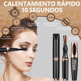 Enchinador de pestañas Eléctrico, Juego de rizador de pestañas eléctrico con máscara para pestañas, Heated Eyelash Curler portátil con Temperatura Ajustable,