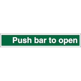 Seco Push Bar to Open Sign, 300mm x 50mm - 1mm Semi Rigid Plastic