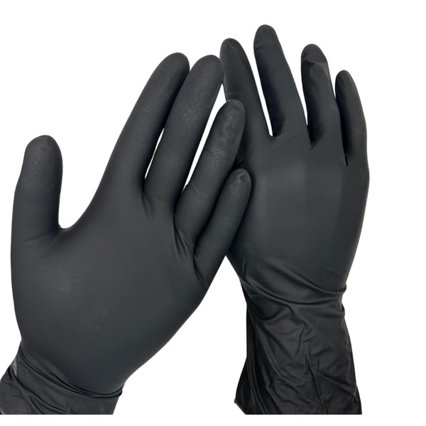 Nitrile Gloves, 6.5 mil Thickness, Black, Pack of 100 (Medium)