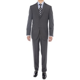 GN Luciano Men's Two Button Super 160'S Wool Suit 2 Piece Jacket with Pant (44 Regular US / 54R EU/W 38", Charcoal)