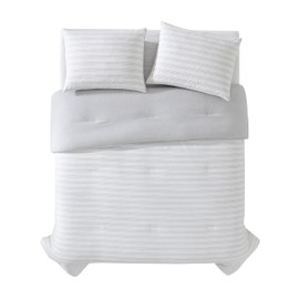 1888 Mills 3 Pieces Full/Queen Comforter Set - Striped Reversible Print - Cotton Blended Fabric - Lightweight and Soft Bedding for All Seasons- 1 Comforter (90”x90”) and 2 Pillow Shams (20”x26”)