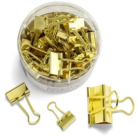 Officemate 31022 Clips para carpeta, dorados, varios tamaños, 30 clips en tina