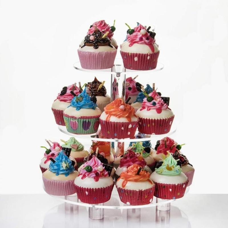 3 Tier Cupcake Stand Acrylic Dessert Carrier Transparent Removable Legs