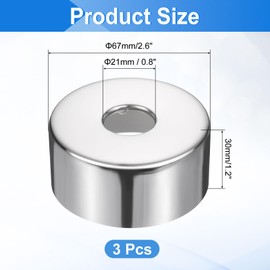 uxcell 3 Pcs Shower Arm Flange, 0.8"x2.6"x1.2"(21x67x30mm) Stainless Steel Round Escutcheon Plate, Wall Split Flange, Wall-Mounted Water Pipe Cover for Pipe, Silver