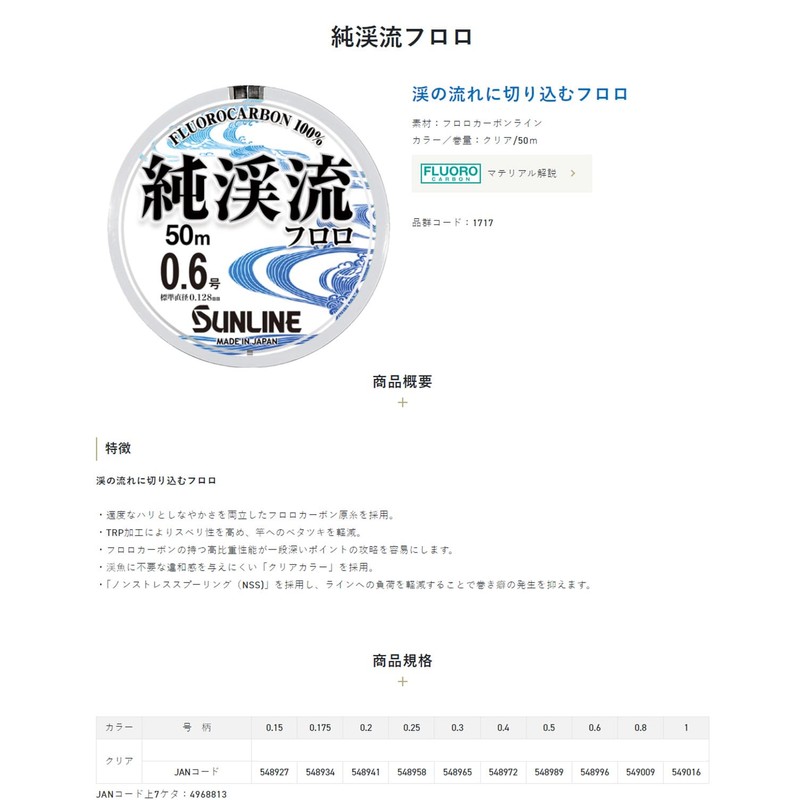 Sunline Pure Stream Fluoro, Clear, 166.4 ft (50 m), No.