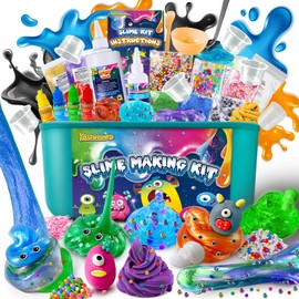 Monster Slime Kit, Galaxy & Glow in The Dark Slime Making Kit for Girls Boys 6-12, DIY Slime Kit with Add-ins, Foam Balls, Charms, Glitter, Slime Toy for Children