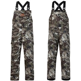 BASSDASH Men’s Waterproof Fishing Bibs Stain Resistant Rain Pants Adjustable Lightweight Pu-Coated Workwear Overalls