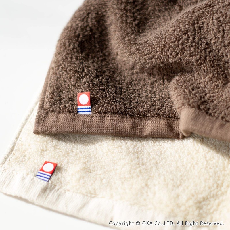 Oka Face Towel, Light Brown, Approx. 13.4 x 30.3 inches