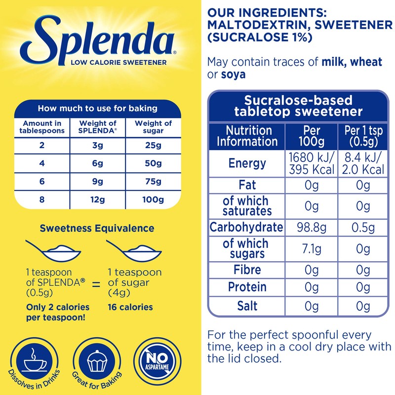 SPLENDA No Calorie Sweetener Granulated Sugar Substitute 125g Pouch