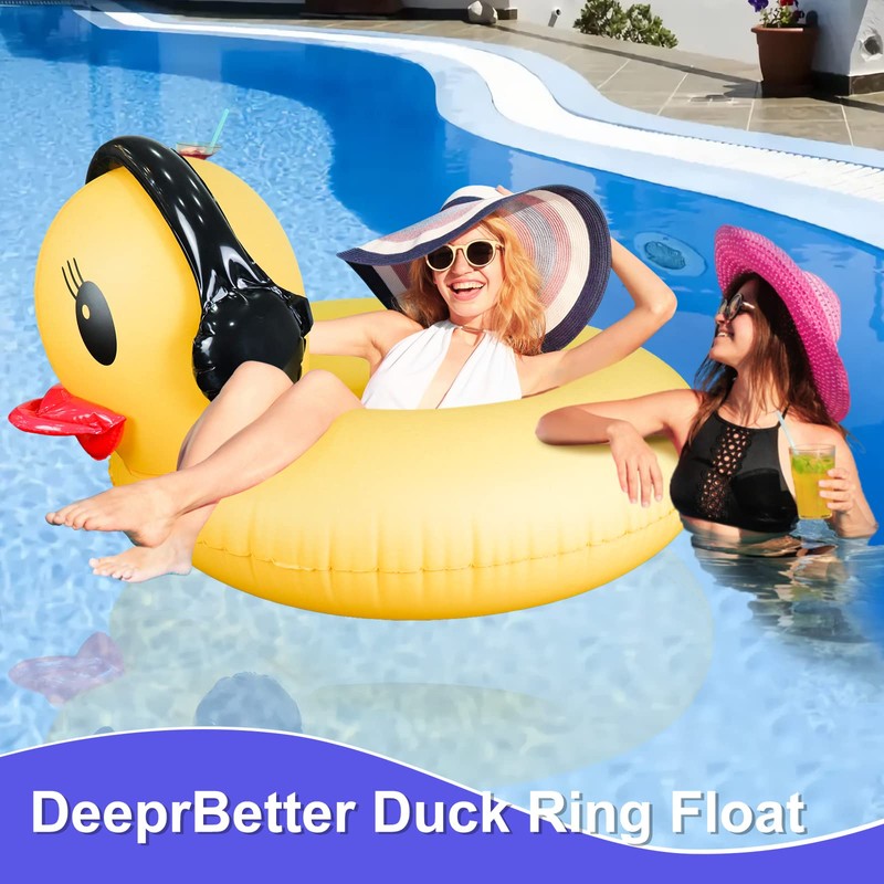 DeeprBetter Inflatable Duck Pool Float with Lights, Solar Pool Inflatables