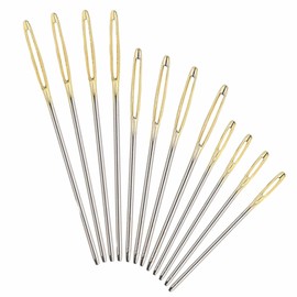 12 Pcs Large Eye Blunt Stainless Steel Sewing Needles Set, Gold, Hobbies/Sewing, Hand Sewing Needles, Embroidery, Quilting, Darning