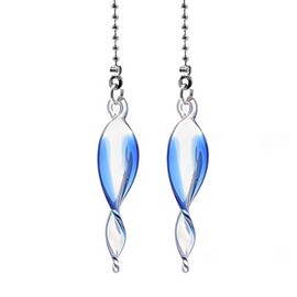 PENCK Pull Chains for Ceiling Fans and Lights - Decorative Fan Pull Chains 12 inches Crystal Brushed Nickel Blue Twist Pullchain Ornament Gorgeous Hanging Pendants, Pack of 2