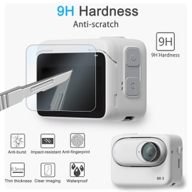 FiTSTILL [6 PCS] Lens&LCD Screen Protector Appliable for Insta360 GO3 Action Camera,0.28mm 9H Hardness Tempered Glass Screen Cover for Insta360 GO 3 Camera Accessory