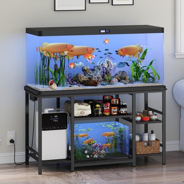 MAHANCRIS 55-75 Gallon Fish Tank Stand with Power Outlet, 3-Tier