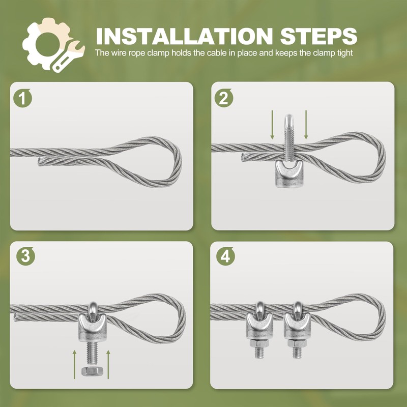 Jamiikury 12pcs M8 Wire Rope Clamp, 5/16 inch Cable Clamps